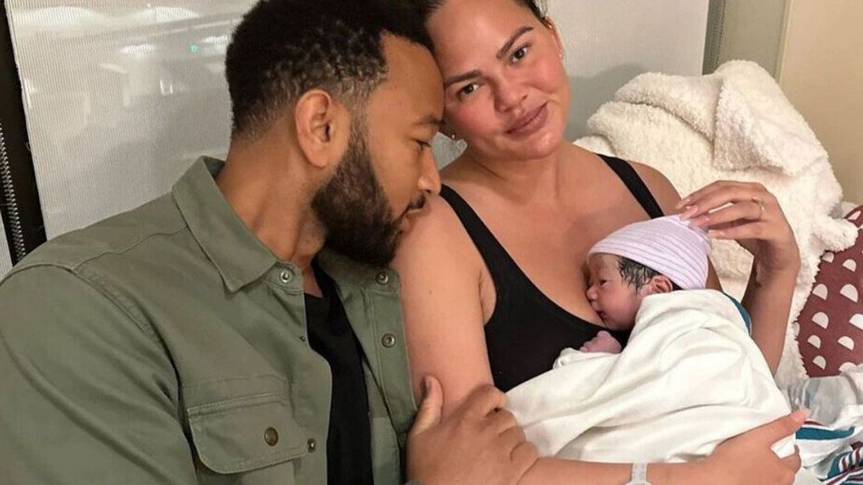John Legend and Chrissy Teigen with their newborn son Wren Alexander Stephens. 